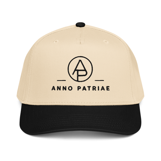 ANNO PATRIAE Monogram 5-Panel Cap in Black/Natural