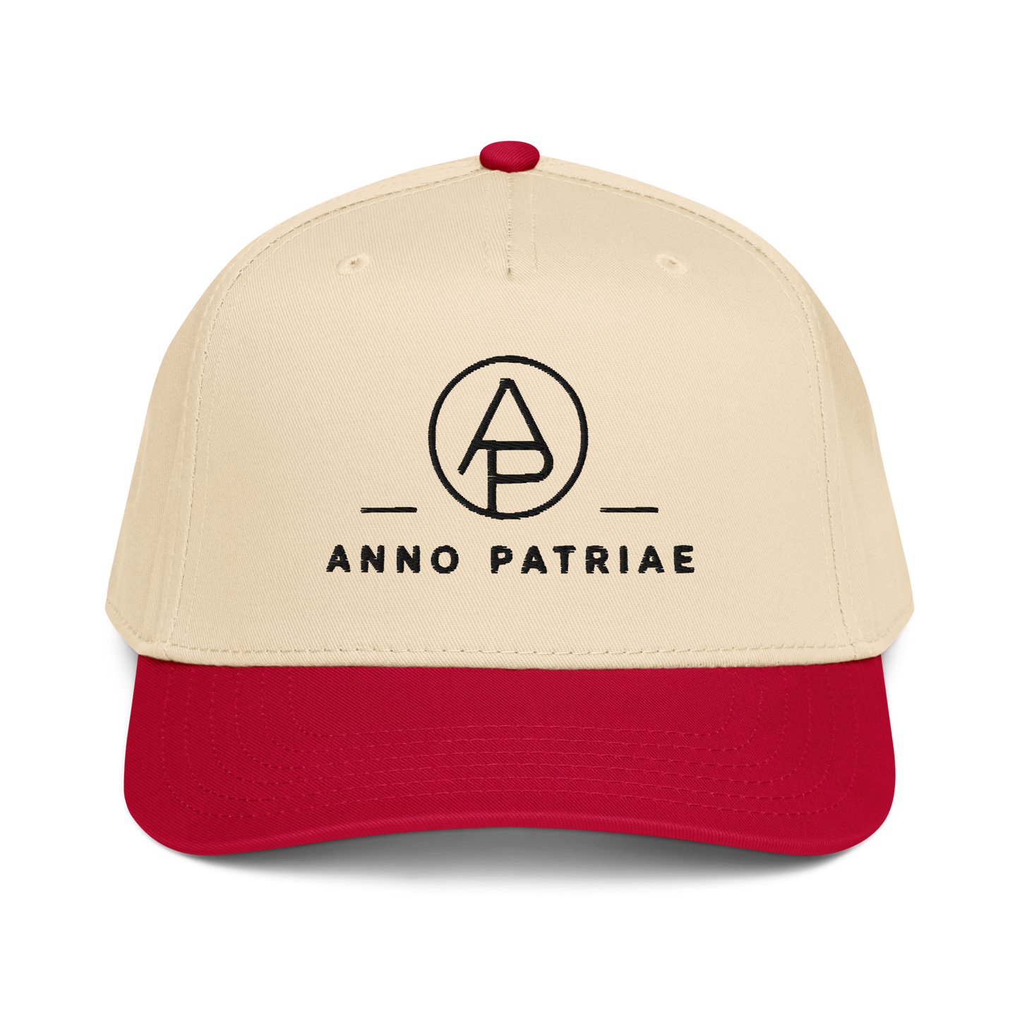 ANNO PATRIAE Monogram 5-Panel Cap in Red/Natural