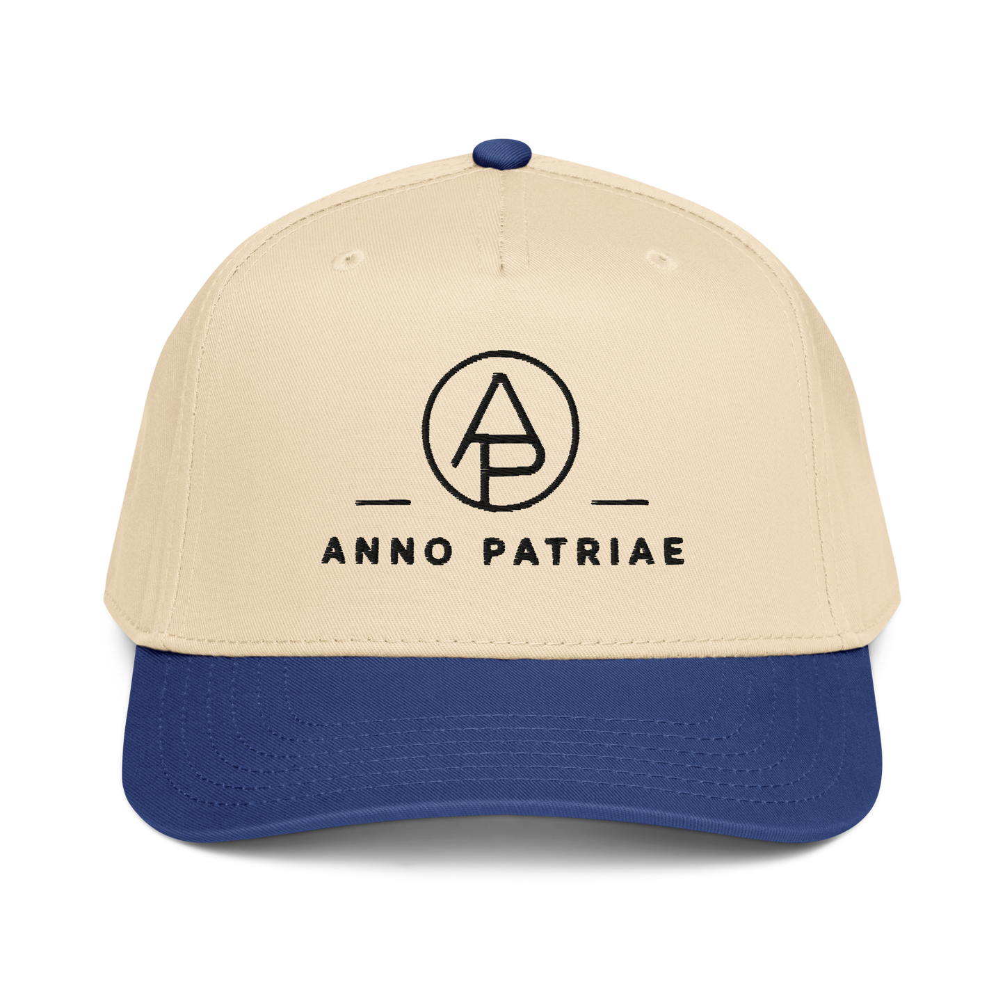 ANNO PATRIAE Monogram 5-Panel Cap in Royal/Natural