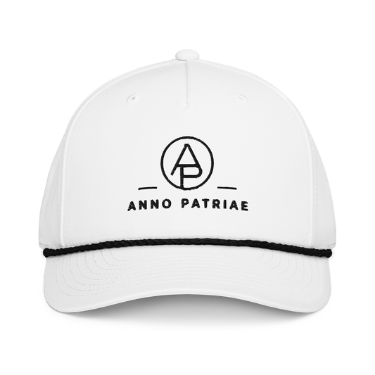 ANNO PATRIAE Monogram Rope Cap in White/Black