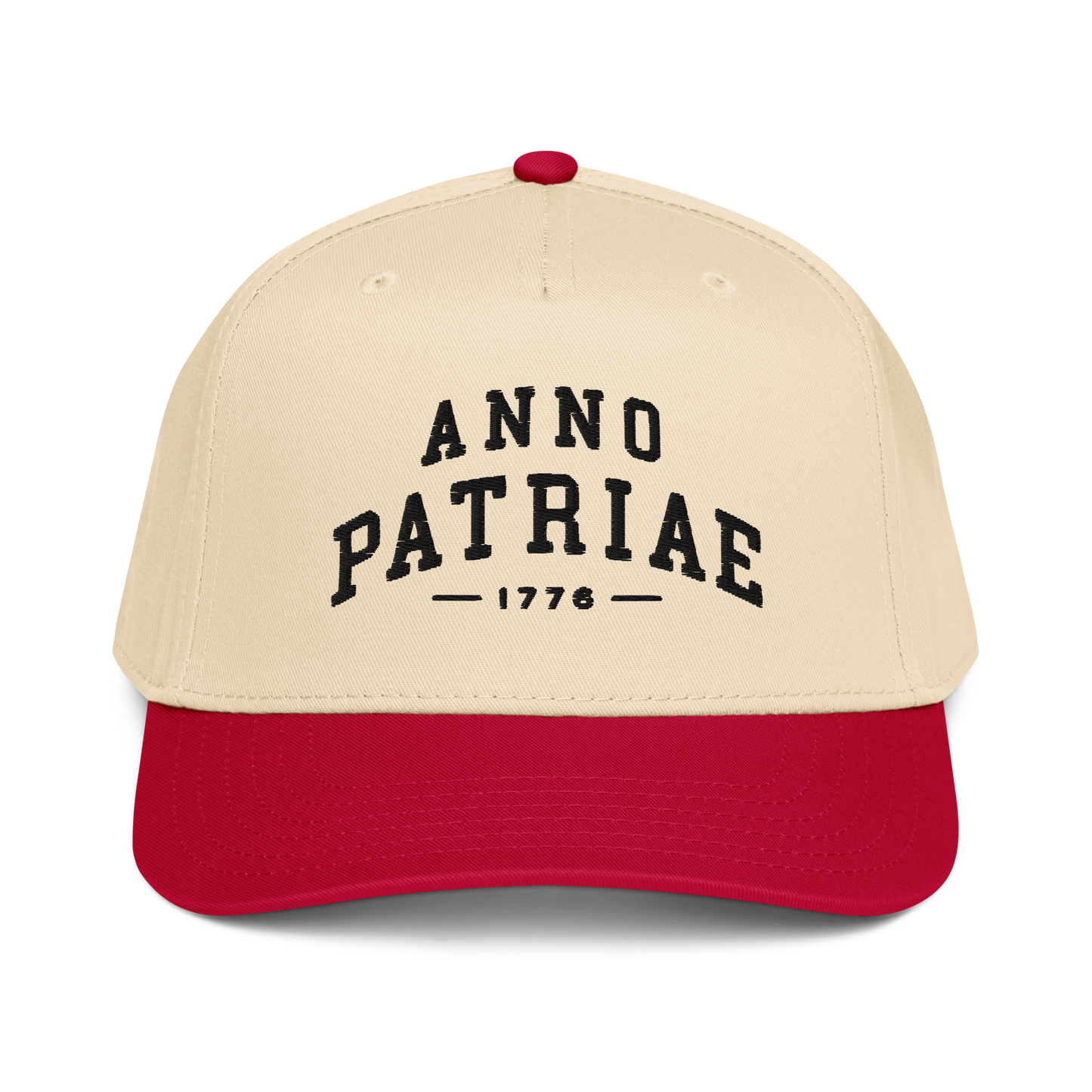 ANNO PATRIAE Varsity 5-Panel Cap in Red/Natural