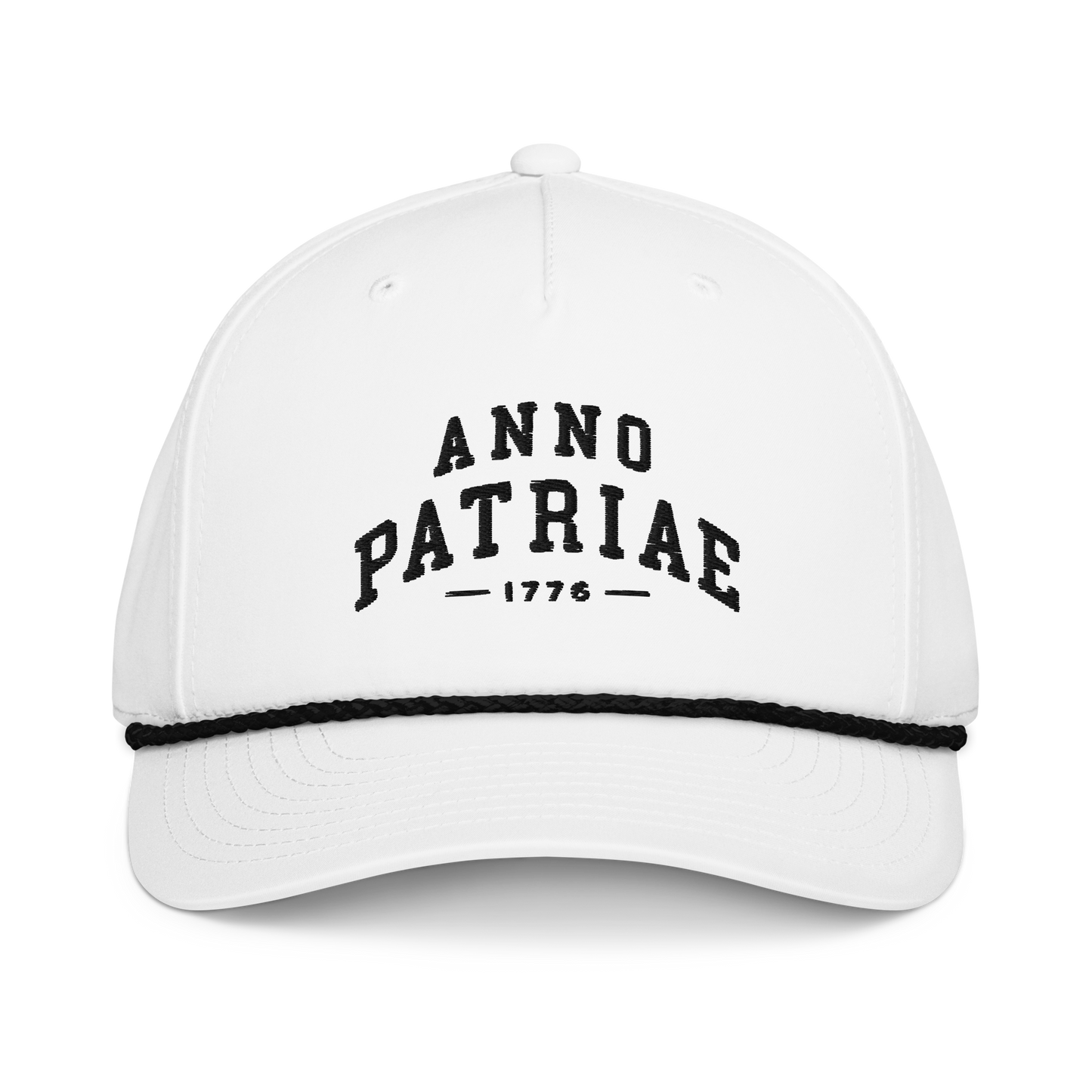 ANNO PATRIAE Varsity Rope Cap in White/Black