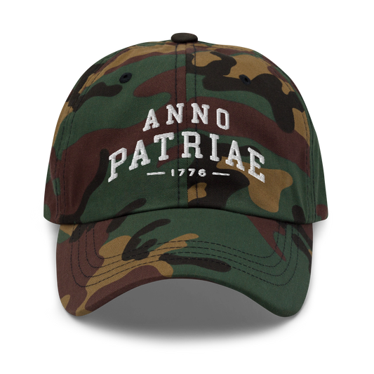ANNO PATRIAE Varsity Classic Dad Hat in Green Camo