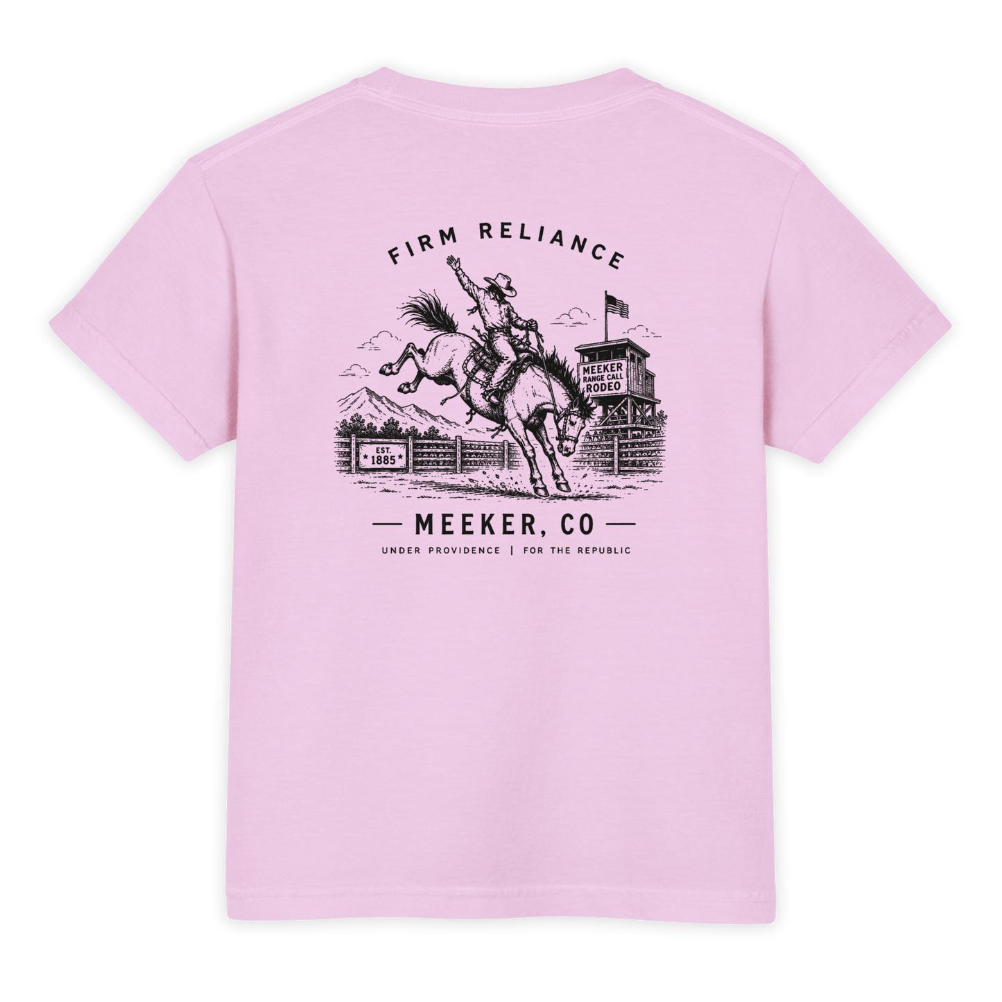 Under Providence Meeker, CO Rodeo Youth Comfort Colors Tee in Orchid back