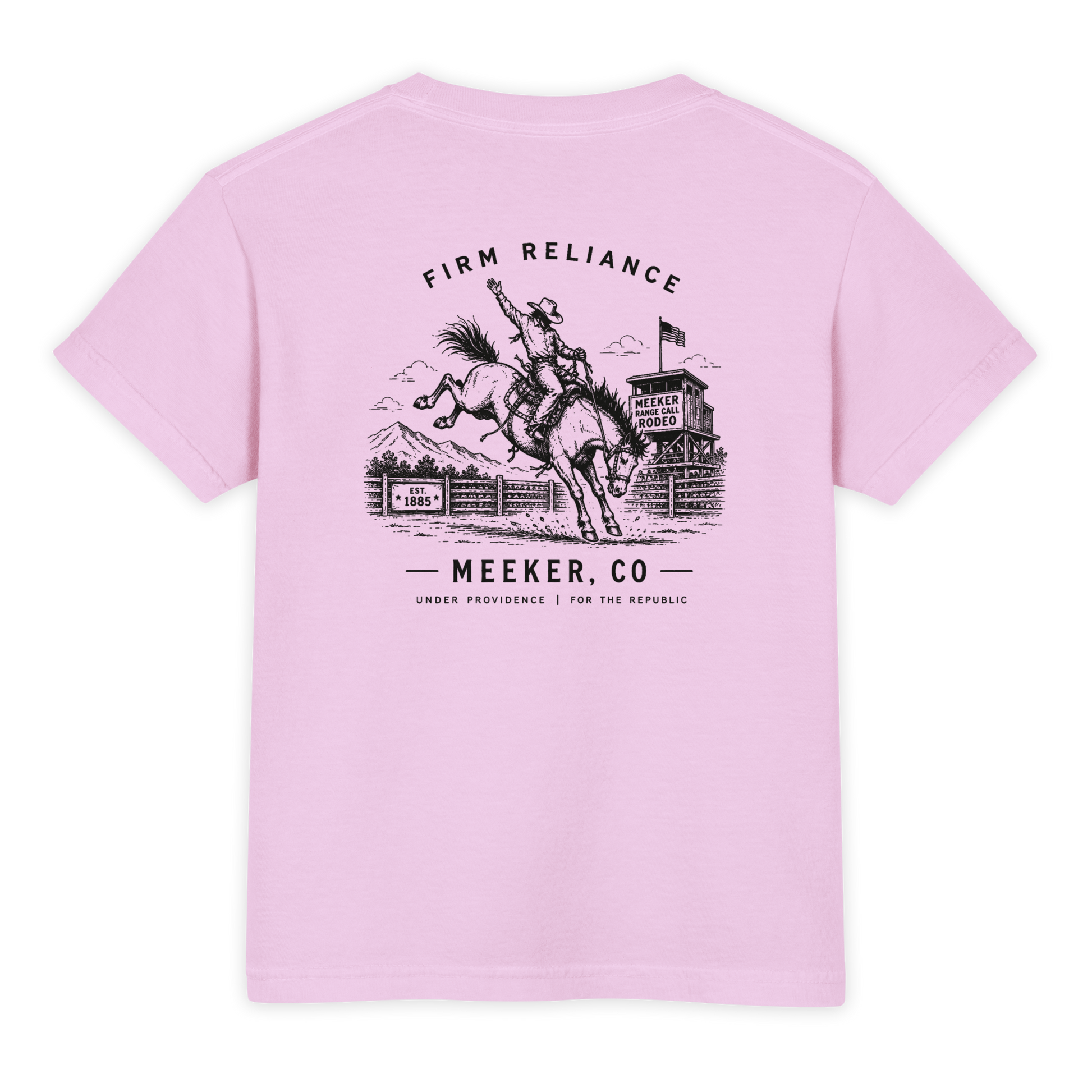 Under Providence Meeker, CO Rodeo Youth Comfort Colors Tee in Orchid back