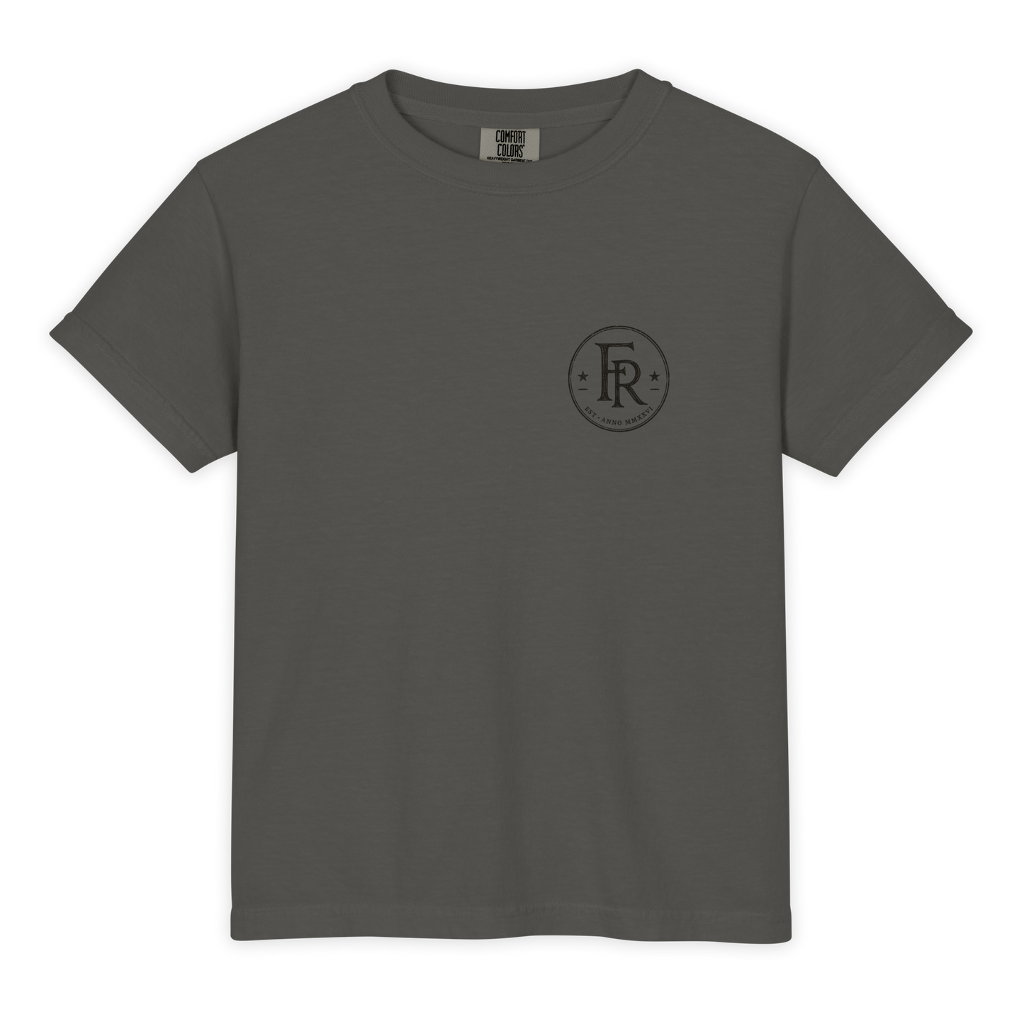 Under Providence Meeker, CO Rodeo Youth Comfort Colors Tee in Pepper front