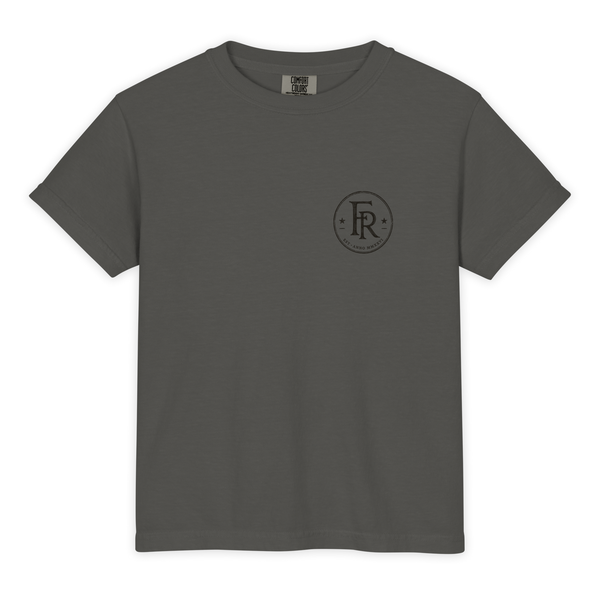 Under Providence Meeker, CO Rodeo Youth Comfort Colors Tee in Pepper front