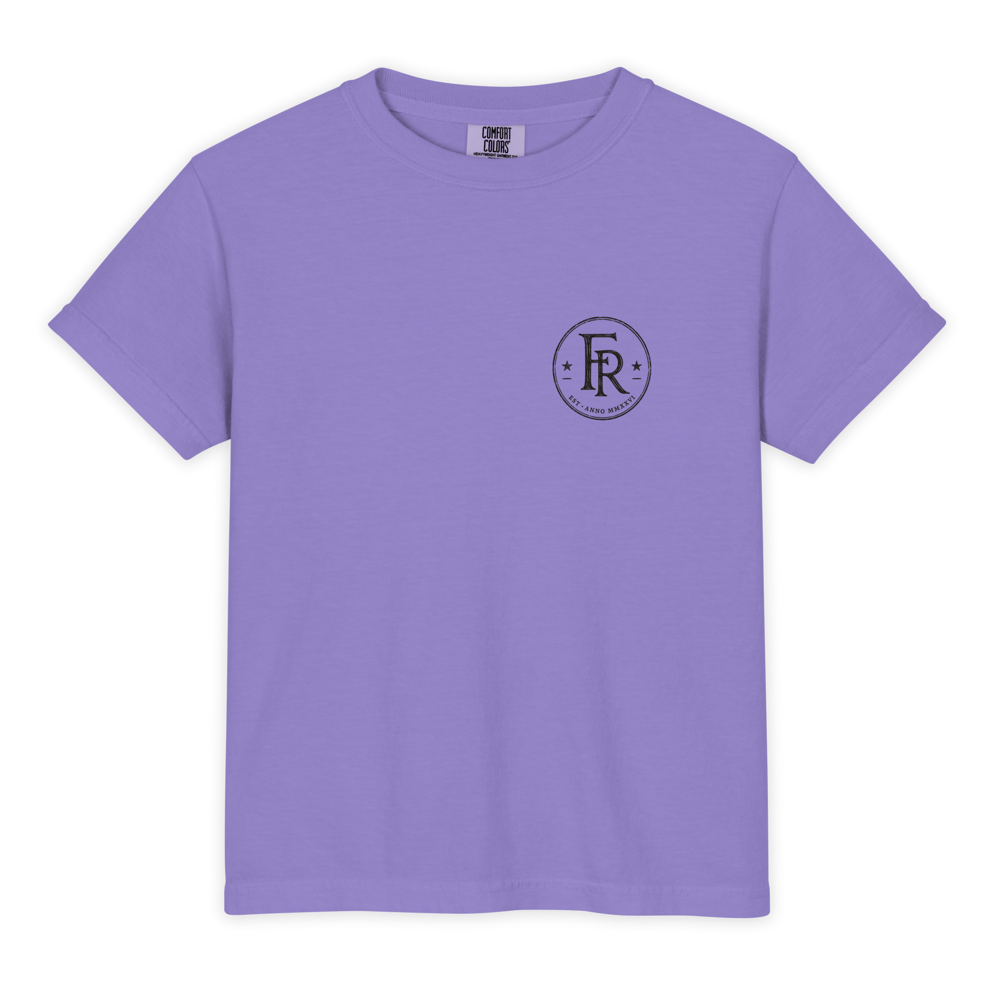 Under Providence Meeker, CO Rodeo Youth Comfort Colors Tee in Violet front