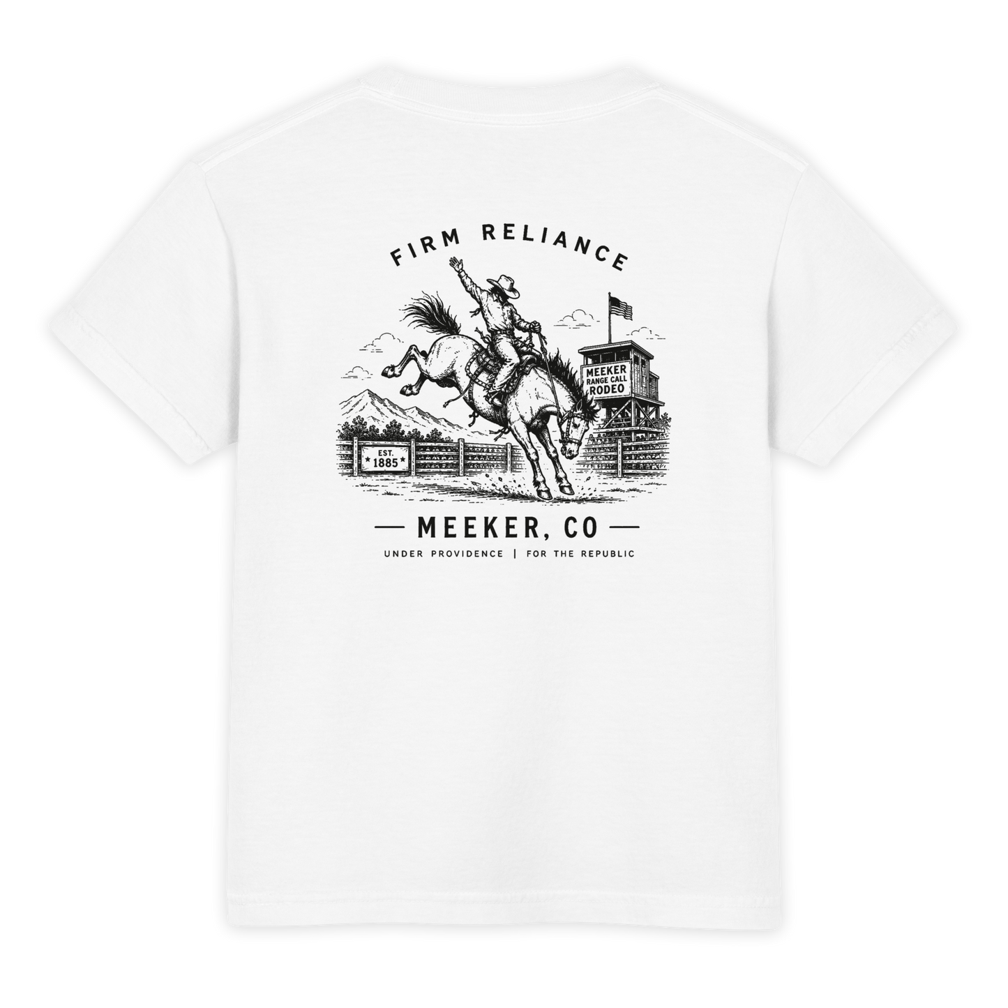 Under Providence Meeker, CO Rodeo Youth Comfort Colors Tee in White back