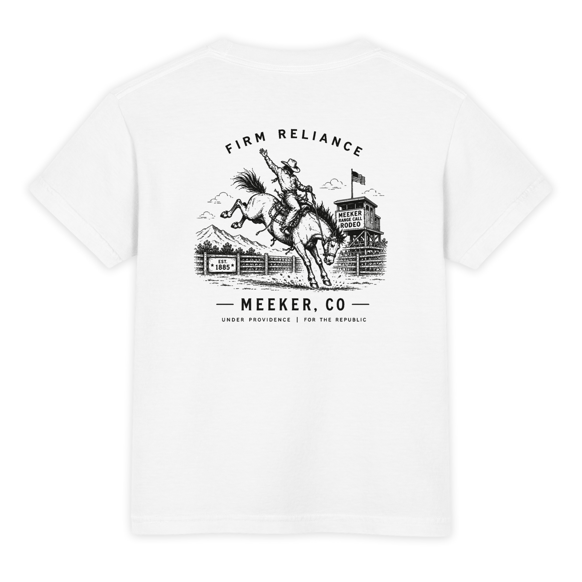 Under Providence Meeker, CO Rodeo Youth Comfort Colors Tee in White back