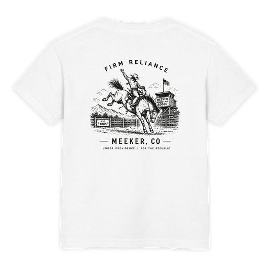 Under Providence Meeker, CO Rodeo Youth Comfort Colors Tee in White back