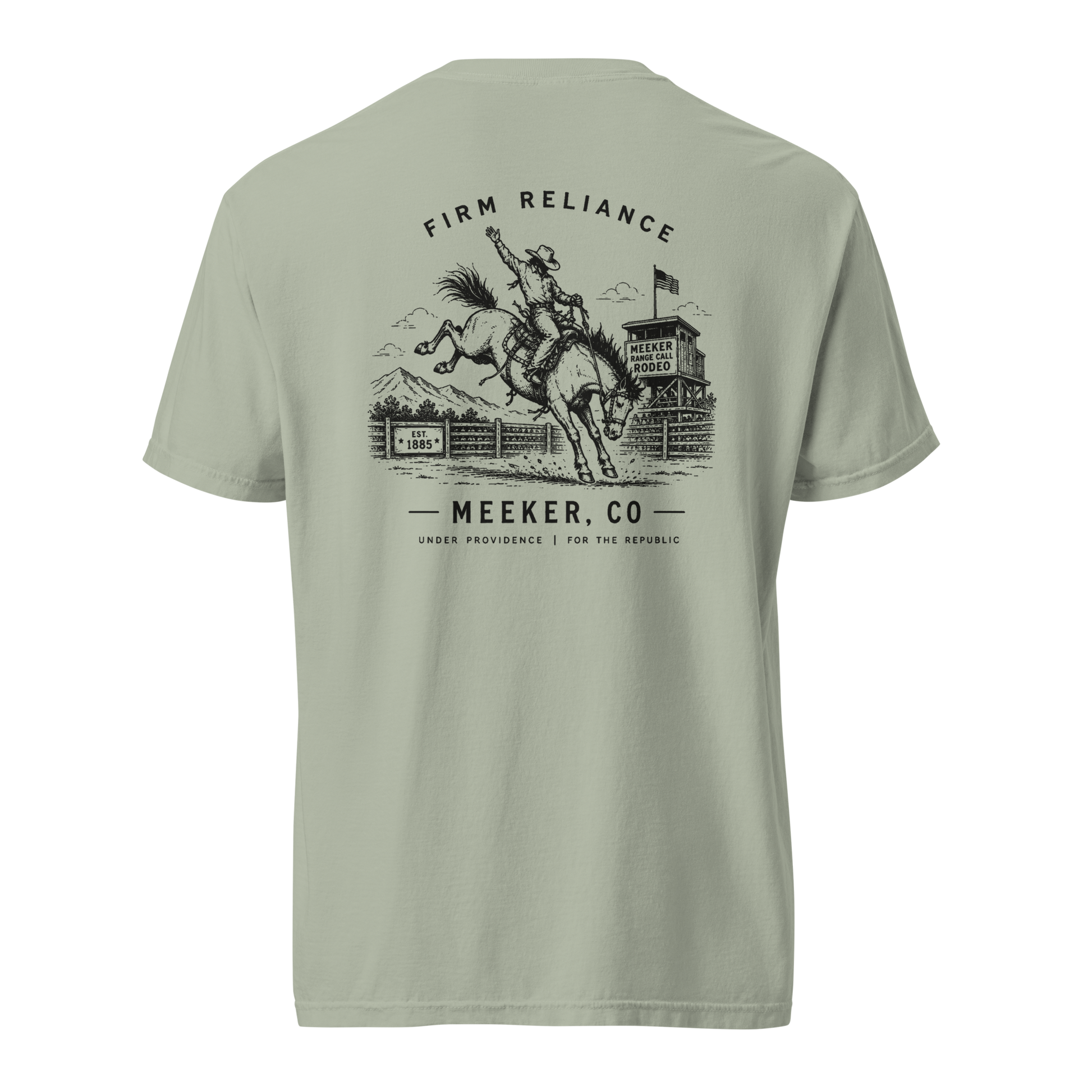 Under Providence Meeker, CO Rodeo Comfort Colors Tee in Bay back