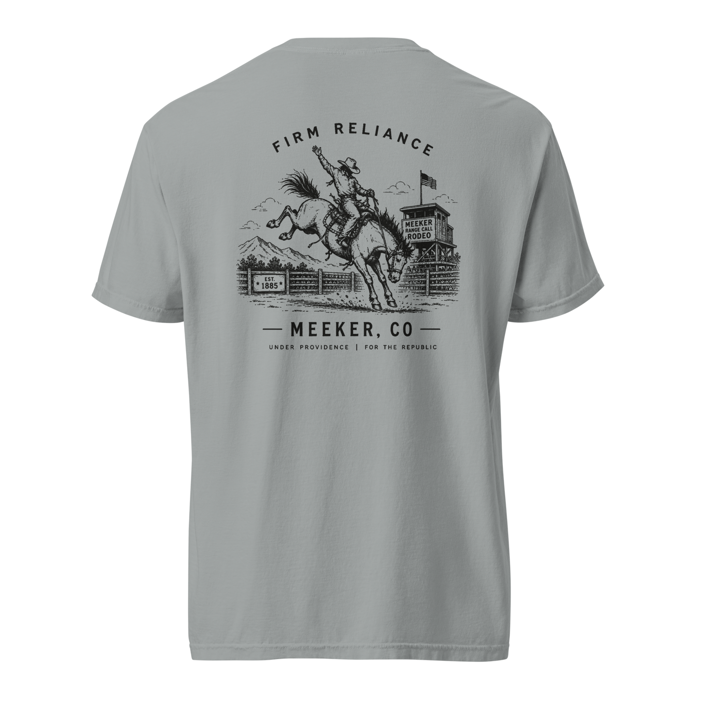 Under Providence Meeker, CO Rodeo Comfort Colors Tee in Granite back