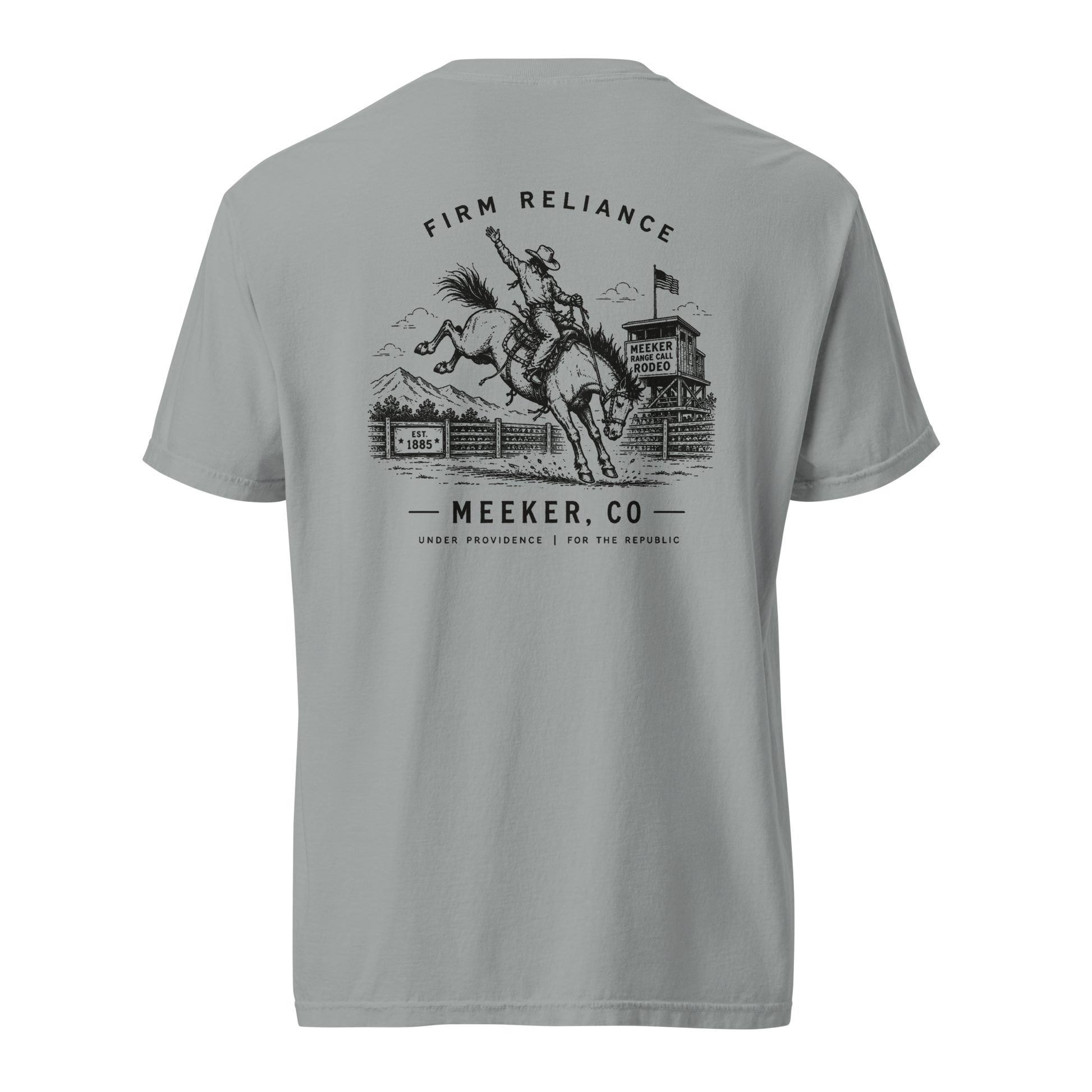 Under Providence Meeker, CO Rodeo Comfort Colors Tee in Granite back
