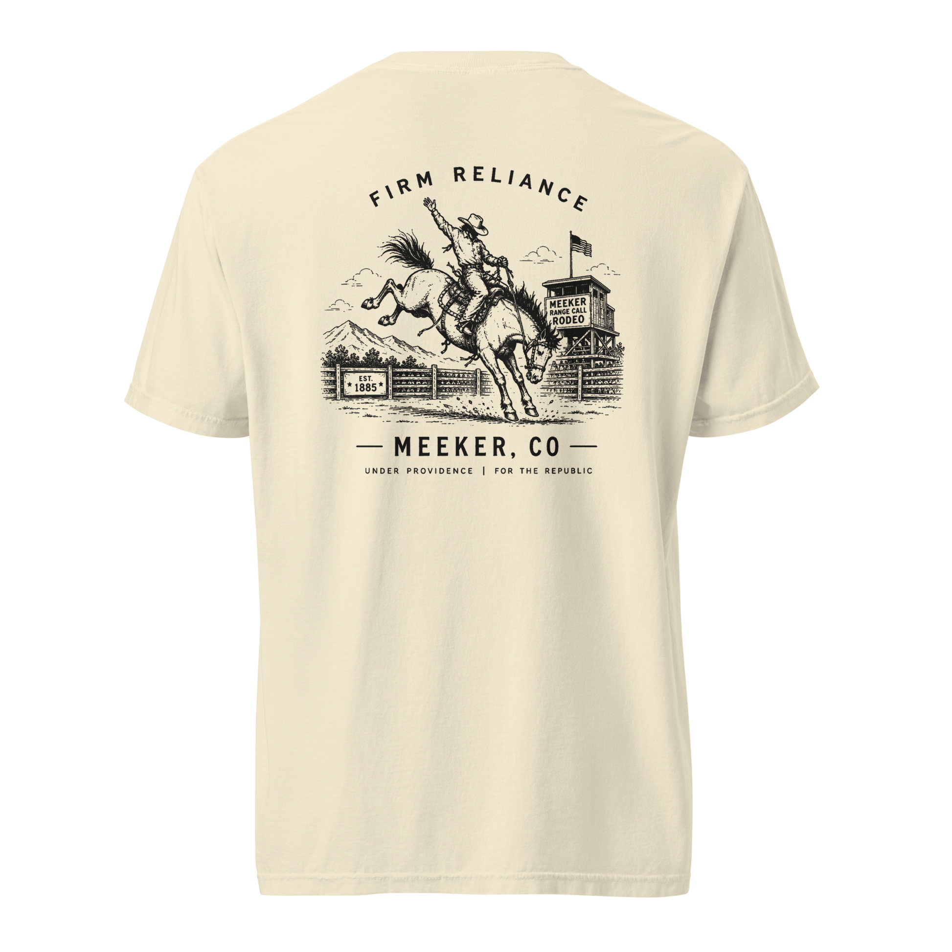 Under Providence Meeker, CO Rodeo Comfort Colors Tee in Ivory back