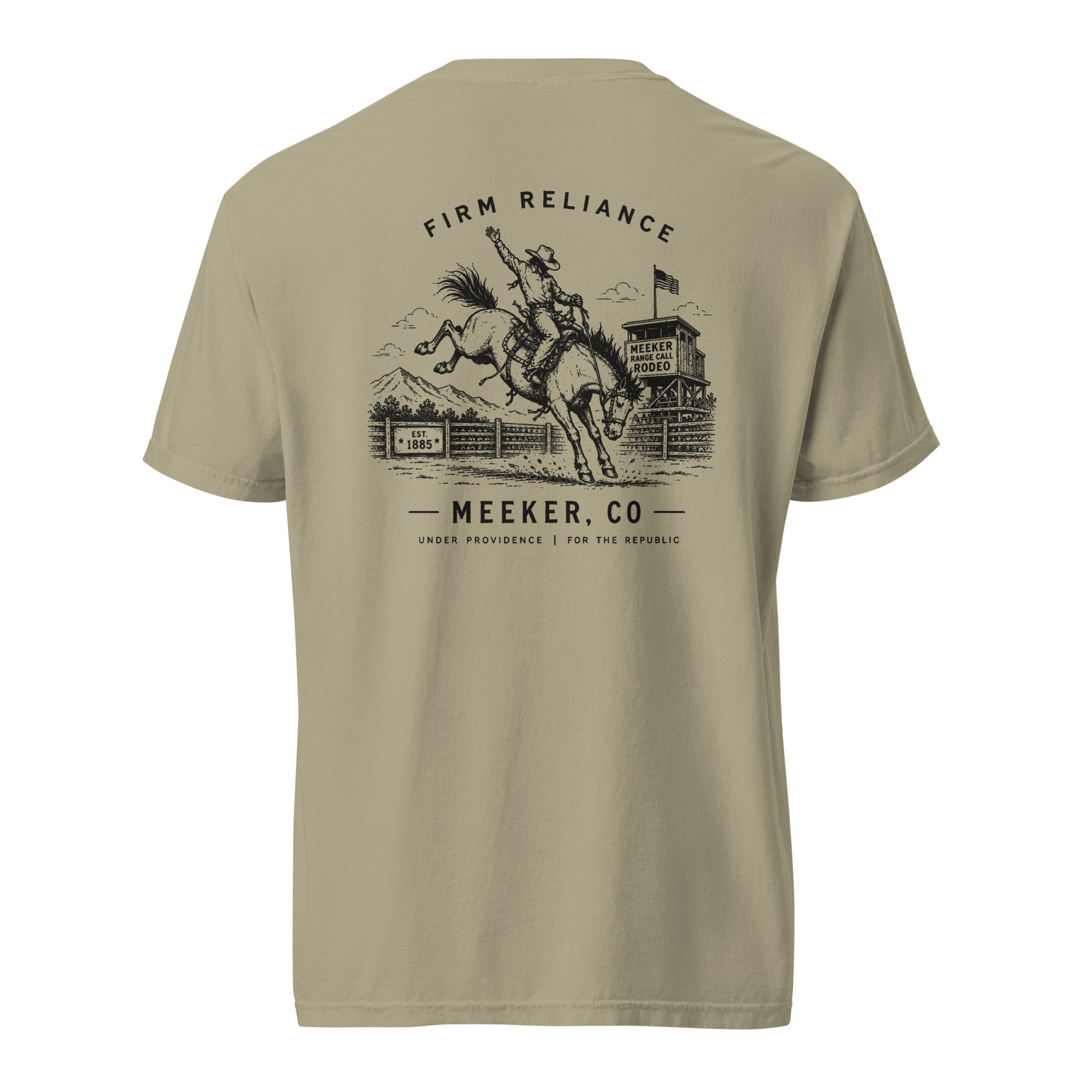 Under Providence Meeker, CO Rodeo Comfort Colors Tee in Khaki back