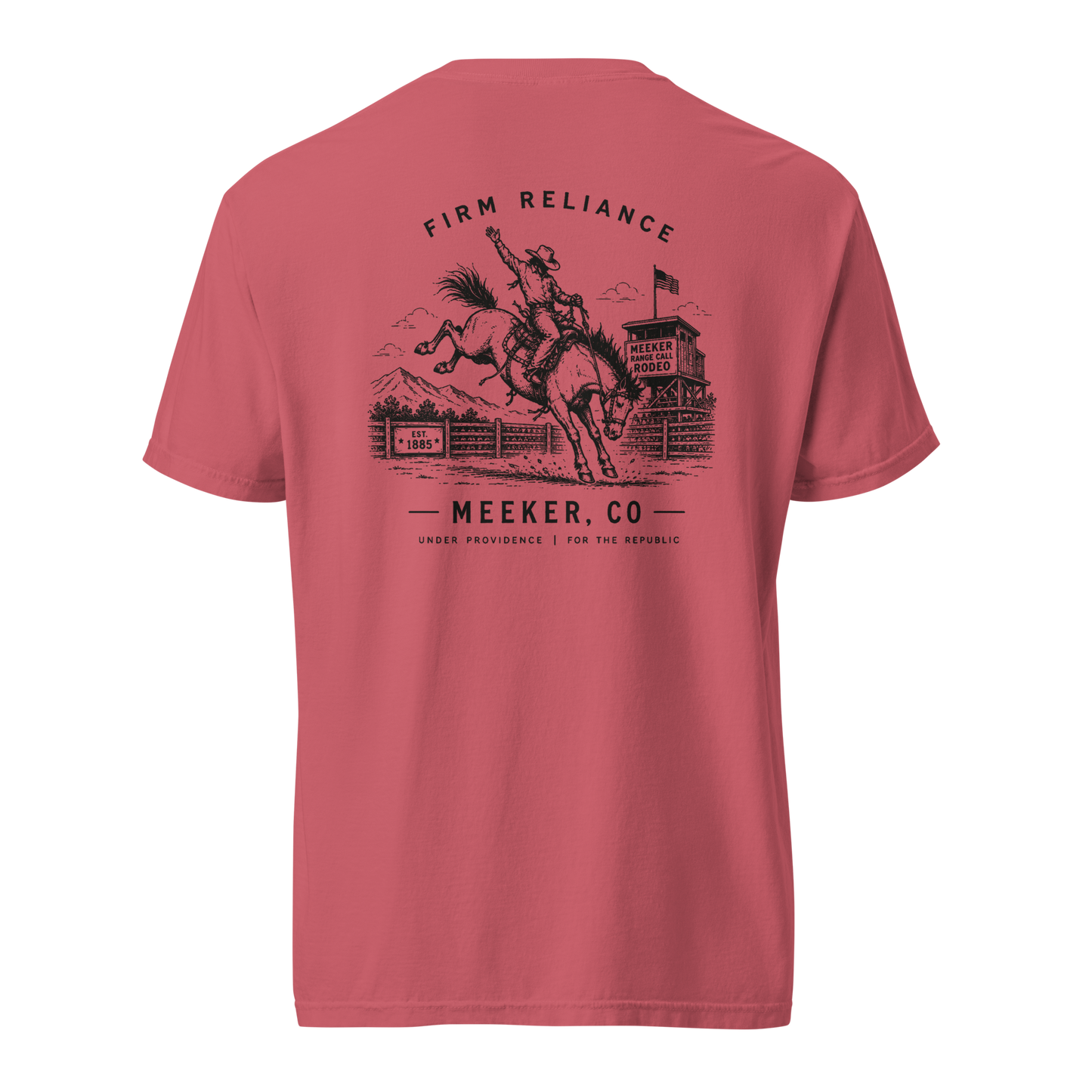 Under Providence Meeker, CO Rodeo Comfort Colors Tee in Watermelon back