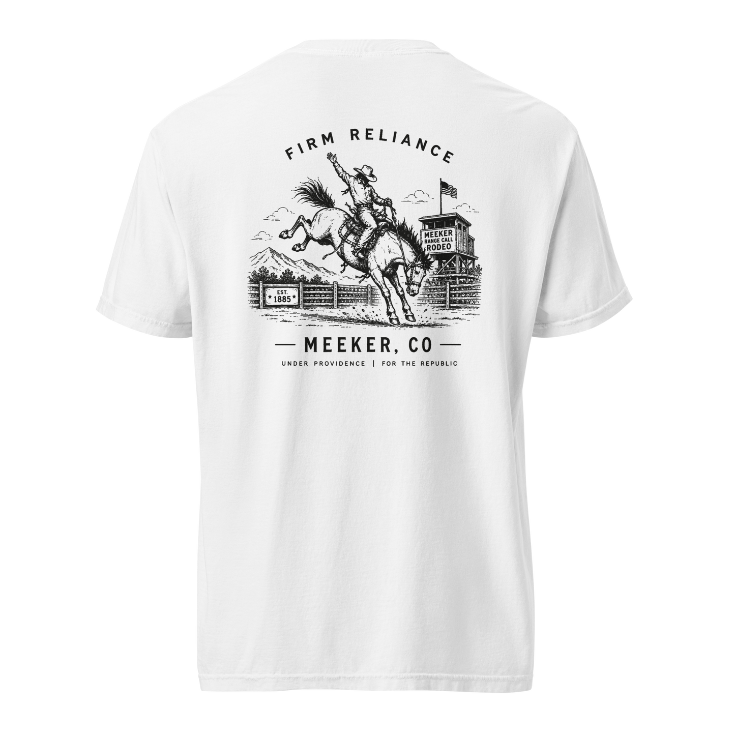 Under Providence Meeker, CO Rodeo Comfort Colors Tee in White back