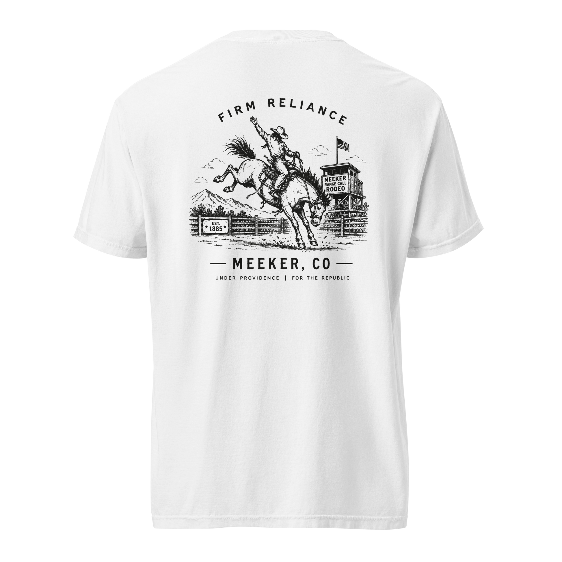Under Providence Meeker, CO Rodeo Comfort Colors Tee in White back